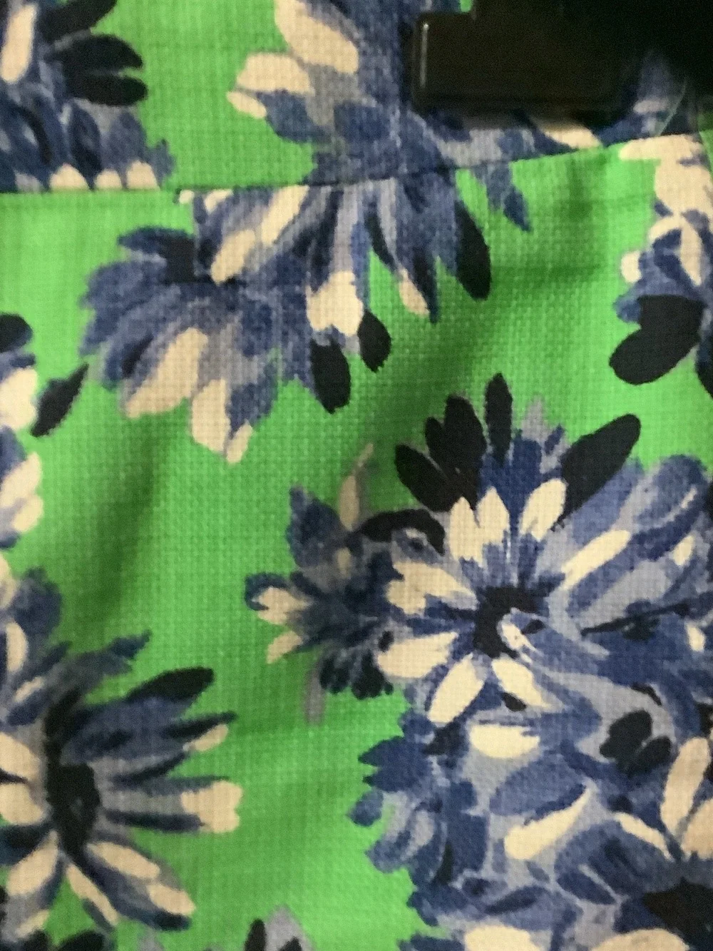 J. Crew Green Pencil Skirt with Blue Floral Print